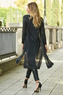 Pewter Metallic Super Sparkly Longline Cardigan -Opal & Oak Store web 31 a21tk562 a21tk569 000191 1