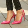 Carmen Hot Pink Leather Slingback Court Shoe