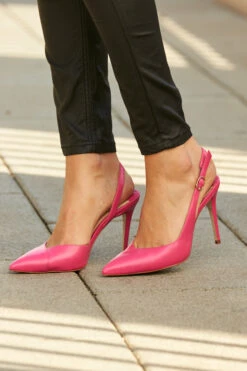 Carmen Hot Pink Leather Slingback Court Shoe