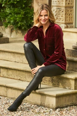 Burgundy Luxe Velvet Shirt -Opal & Oak Store web 33 sa17tp18rd 071 2