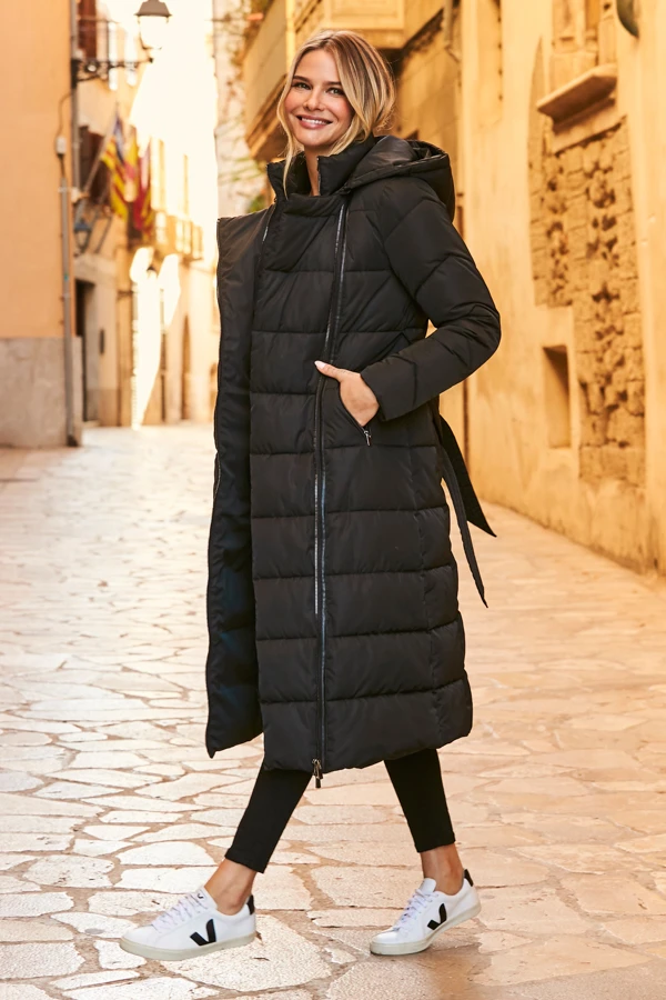 Black Longline Padded Coat With Removable Hood 7 Black Longline Padded Coat With Removable Hood - Image 7