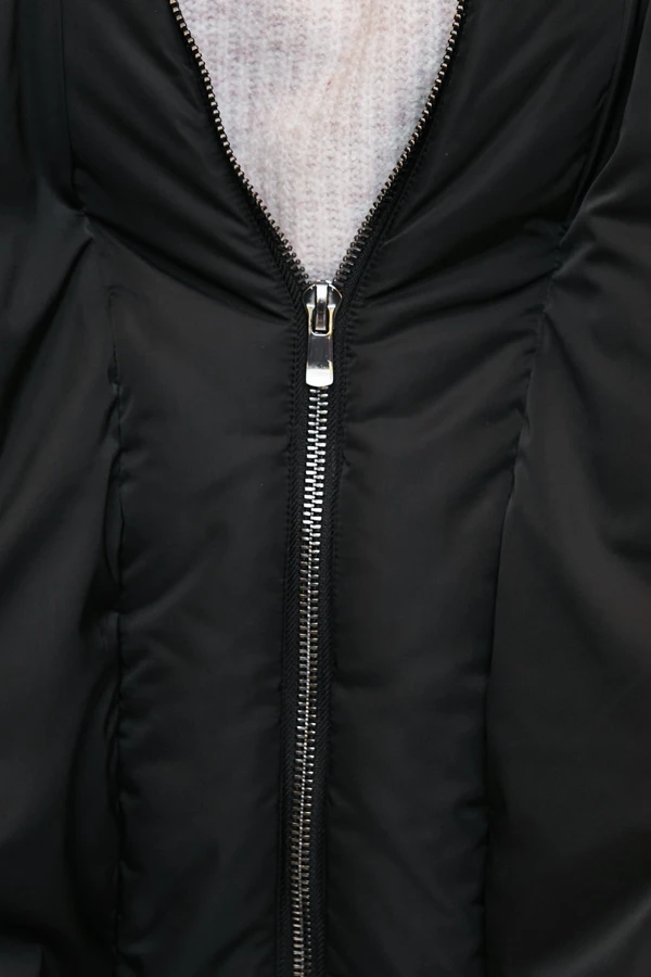Black Longline Padded Coat With Removable Hood 4 Black Longline Padded Coat With Removable Hood - Image 4