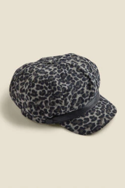 Oslo Leopard Print Baker Boy Hat -Opal & Oak Store web a21ac010bkan a 1