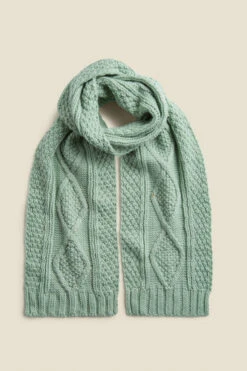 Kelly Mint Green Cable Knit Scarf