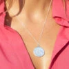 Silver Plated Hammered Pendant Necklace