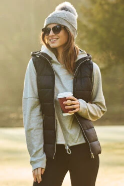 Black Padded Gilet With Zip Pockets & Hood -Opal & Oak Store web s33 a20ow005 108