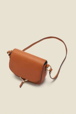 Tan Faux Leather Hoop Clasp Cross Body Bag -Opal & Oak Store web sosandar hoopcrossbodybag tan c