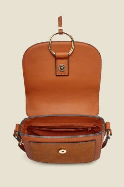 Tan Faux Leather Hoop Clasp Cross Body Bag -Opal & Oak Store web sosandar hoopcrossbodybag tan d