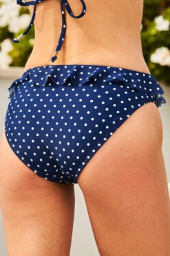 Navy Blue & White Spot Print Ruffle Detail Bikini Bottoms -Opal & Oak Store web 01 s22hj027nasp01 s22hj042nasp01 s22bd050be0010 145