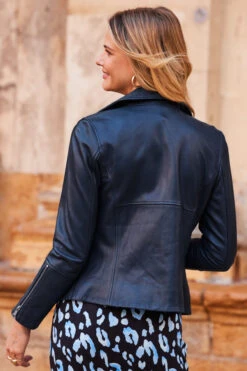 Navy Blue Leather Biker Jacket 8 Navy Blue Leather Biker Jacket -Opal & Oak Store web 04 a23dj004ldbe01 345 rt