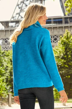 Bright Blue Roll Neck Super Soft Knitted Jumper -Opal & Oak Store web 04 s20ow009nl s21tk375nl a20bd002be 058