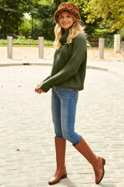 Khaki Green Roll Neck Super Soft Knitted Jumper -Opal & Oak Store web 04 s20ow009nl s21tk375nl a20bd002be 267 green rt