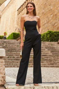 Black Premium Bandeau Wide Leg Jumpsuit With Pockets -Opal & Oak Store web 06 a22jw005bk0001 176