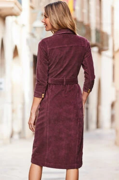 Burgundy Cord Popper Front Belted Dress -Opal & Oak Store web 07 a21dd009rd0004 143 rt2
