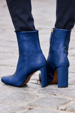 Riley Electric Blue Leather Slim Heel Ankle Boot -Opal & Oak Store web 07 aod005bk0001 stj06be0007 afw07be0001 370 blue rt
