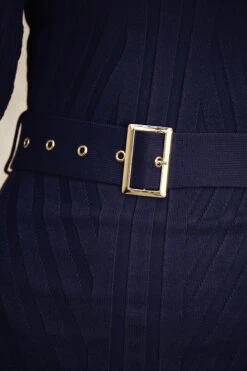 Navy Blue Belted Knitted Midi Dress -Opal & Oak Store web 10 s22dk009rd 136 navy rt