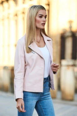 Soft Pink Leather Biker Jacket 11 Soft Pink Leather Biker Jacket -Opal & Oak Store web 115 s21tj211we0001 sa17or01pk0020 086