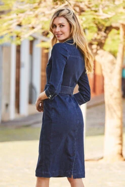 Dark Indigo Zip Front Belted Denim Dress 7 Dark Indigo Zip Front Belted Denim Dress -Opal & Oak Store web 11 s22dd005io 115 rt
