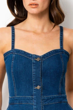 Mid Blue Button Front Denim Dress -Opal & Oak Store web 14052019 sosandar 3093 crop