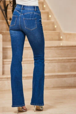Indigo Blue Sculpting Kick Flare Jeans -Opal & Oak Store web 15 s23ow037be0003 217