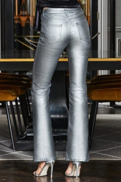 Pewter Metallic Premium Kick Flare Jeans -Opal & Oak Store web 163 a22tv002 a22bd020mc0004 086 rt 1