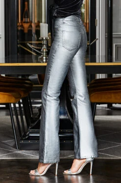 Pewter Metallic Premium Kick Flare Jeans -Opal & Oak Store web 163 a22tv002 a22bd020mc0004 088 rt 1