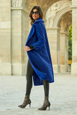 Cobalt Blue Super Cosy Longline Borg Coat -Opal & Oak Store web 1 a21ow001bn a20bd020bk 150 cobalt rt