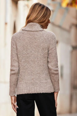 Camel Roll Neck Boucle Slouch Jumper -Opal & Oak Store web 20 a21tw038rdcv01 164