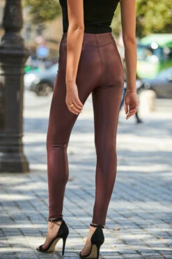 Burgundy Leather Look Seam Detail Premium Leggings -Opal & Oak Store web 21 a19tk115bk a20bp009rd 255