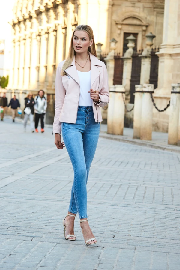 Soft Pink Leather Biker Jacket 6 Soft Pink Leather Biker Jacket - Image 6