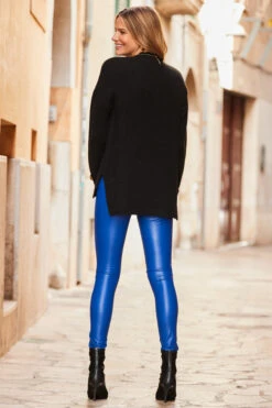 Cobalt Blue Leather Look Premium Biker Legging 7 Cobalt Blue Leather Look Premium Biker Legging -Opal & Oak Store web 22 sa18tr01bk 084