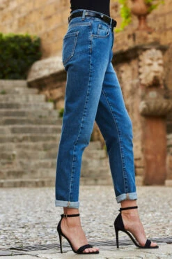 Mid Blue Slim Leg Mom Jeans -Opal & Oak Store web 22 s22tj189bk0001 s20bd004be0010 073