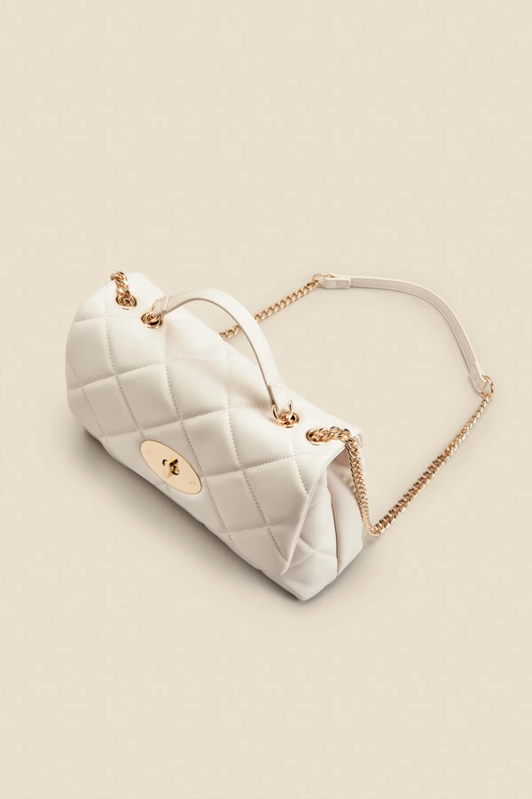 Ivory Faux Leather Quilted Clasp Detail Cross Body Bag 3 Ivory Faux Leather Quilted Clasp Detail Cross Body Bag - Image 3