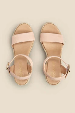 Roux Soft Pink Suede Buckle Detail Wedge Espadrille -Opal & Oak Store web 2303 box s23fw014pk0014 c
