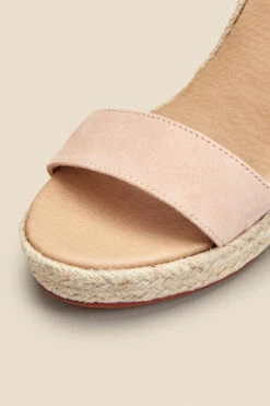 Roux Soft Pink Suede Buckle Detail Wedge Espadrille -Opal & Oak Store web 2303 box s23fw014pk0014 d