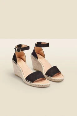 Poesy Black Suede Wedge Espadrille