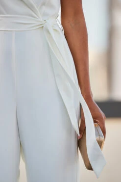 Ivory Wide Leg Wrap Front Tailored Jumpsuit -Opal & Oak Store web 2304 66 s23jw028cm0001 66 087