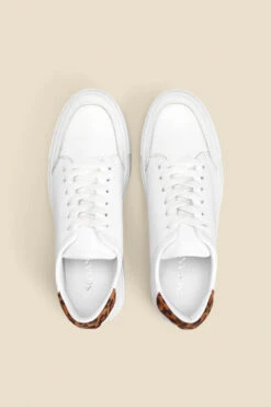Aria Leopard Print Back Panel Detail Leather Trainers -Opal & Oak Store web 2305 box s23fw030ld0001 c