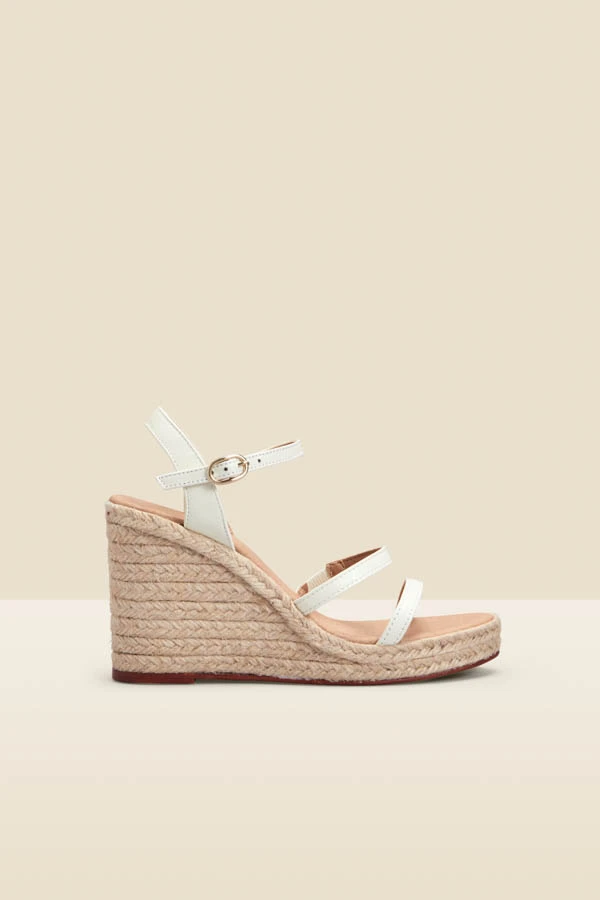 Havana Ivory Leather Triple Band High Wedge Espadrille 1 Havana Ivory Leather Triple Band High Wedge Espadrille