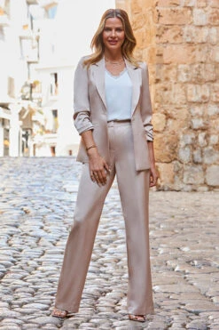 Champagne Gold Premium Satin Wide Leg Trousers -Opal & Oak Store web 2306 01 s23bw048cm0002 01 258