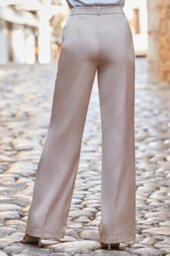 Champagne Gold Premium Satin Wide Leg Trousers -Opal & Oak Store web 2306 01 s23bw048cm0002 01 446