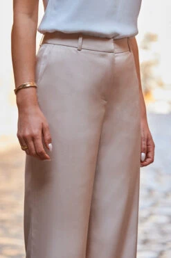 Champagne Gold Premium Satin Wide Leg Trousers -Opal & Oak Store web 2306 01 s23bw048cm0002 01 478