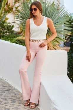 Soft Pink Kick Flare Jeans -Opal & Oak Store web 2306 16 a22bd023pk0024 16 059