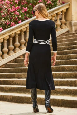 Black Twist Detail Fit & Flare Knitted Dress -Opal & Oak Store web 2307 31 s23dk853bk0001 31 301