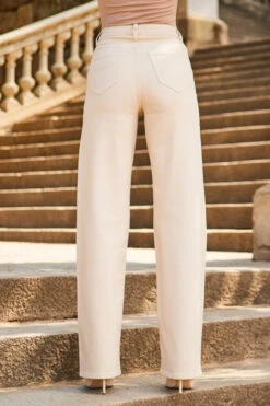 Ecru Button Front Wide Leg Jeans -Opal & Oak Store web 2307 35 s23bd054nl0001 s23tj169bn0024 35 281