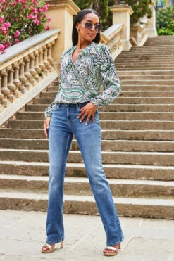 Mid Blue Mid Rise Bootcut Jeans -Opal & Oak Store web 2307 55 s23tw179ivcv01 s23bd010be0010 55 074 rt 1