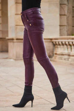 Wine Button Detail Coated Skinny Jeans 9 Wine Button Detail Coated Skinny Jeans -Opal & Oak Store web 2307 61 a23bd002rd0011 a23ow026bk0001 61 328