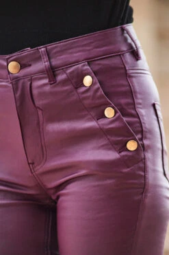 Wine Button Detail Coated Skinny Jeans 12 Wine Button Detail Coated Skinny Jeans -Opal & Oak Store web 2307 61 a23bd002rd0011 a23ow026bk0001 61 353