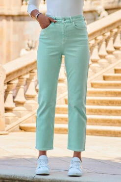 Mint Green Cropped Straight Leg Jeans 8 Mint Green Cropped Straight Leg Jeans -Opal & Oak Store web 2307 76 s22bd021gn0026 76 092