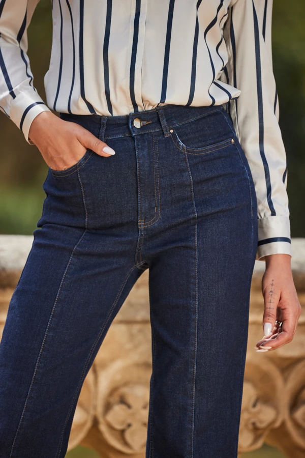 Dark Indigo Wide Leg Pintuck Jeans 8 Dark Indigo Wide Leg Pintuck Jeans - Image 8